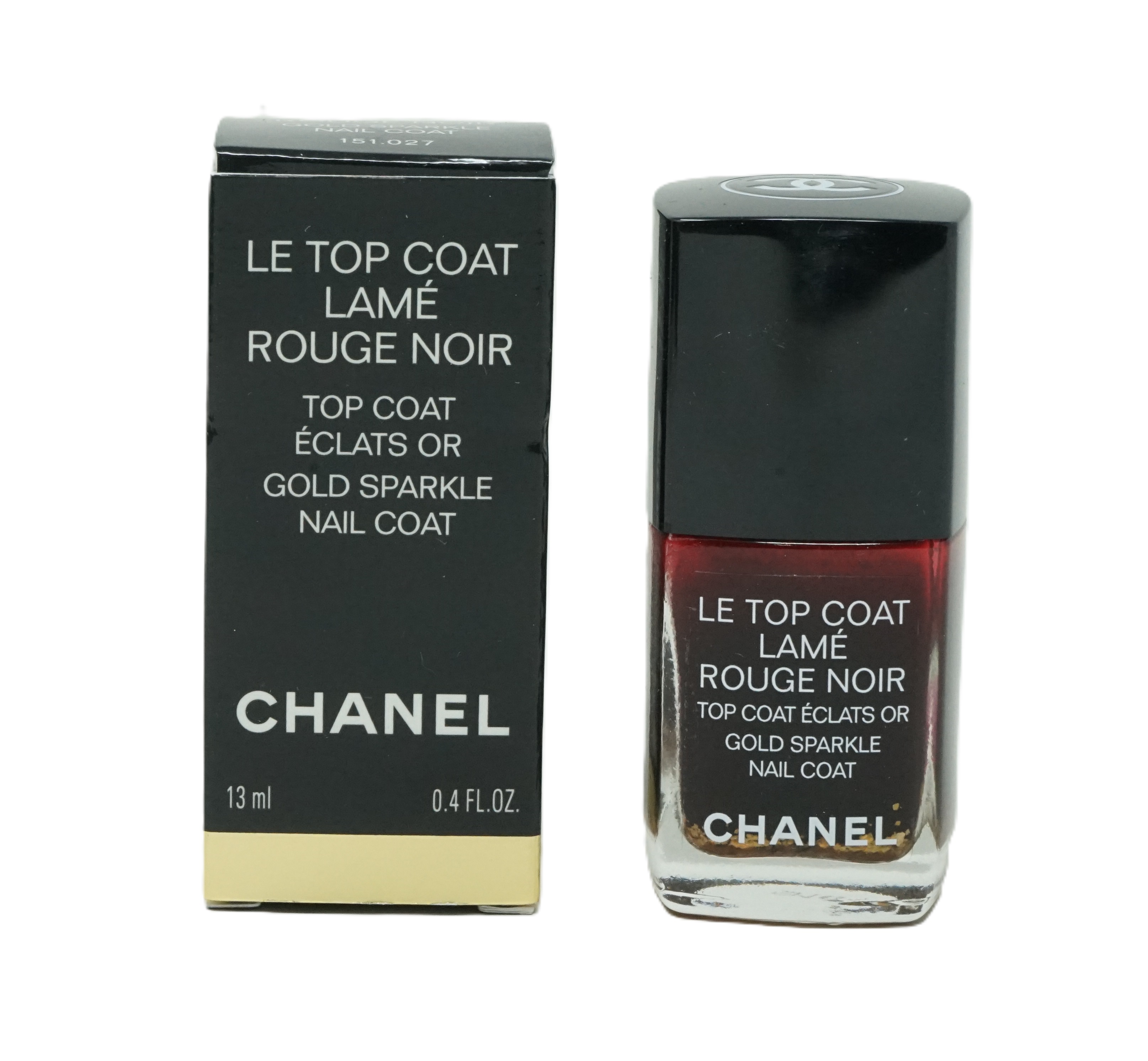 Chanel Le Top Coat Lame Rouge Noir Gold Sparkle Nail Coat 13ml
