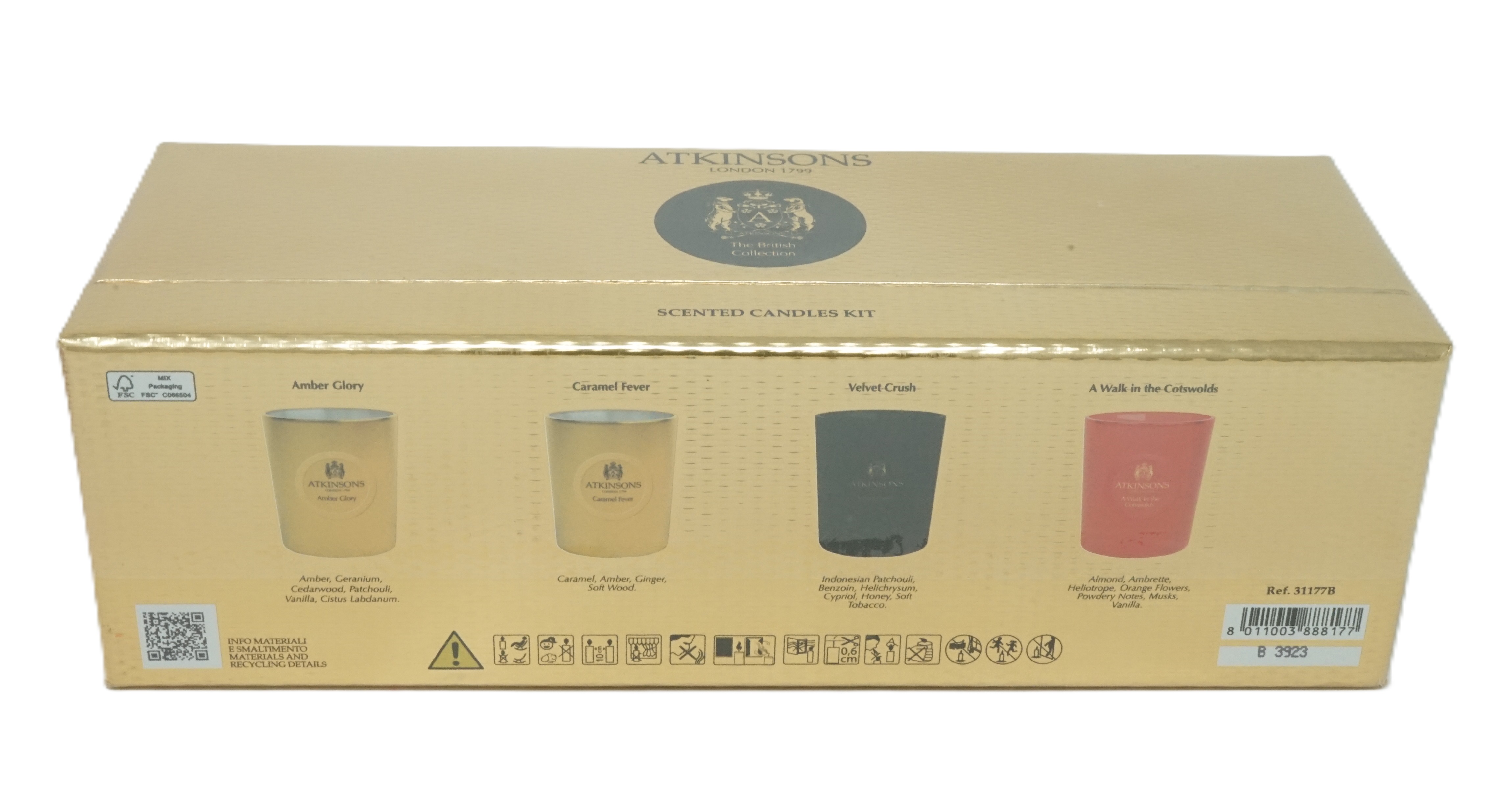 Atkinsons The British Collection Scented Candles Kit Duftkerzen 4x75g