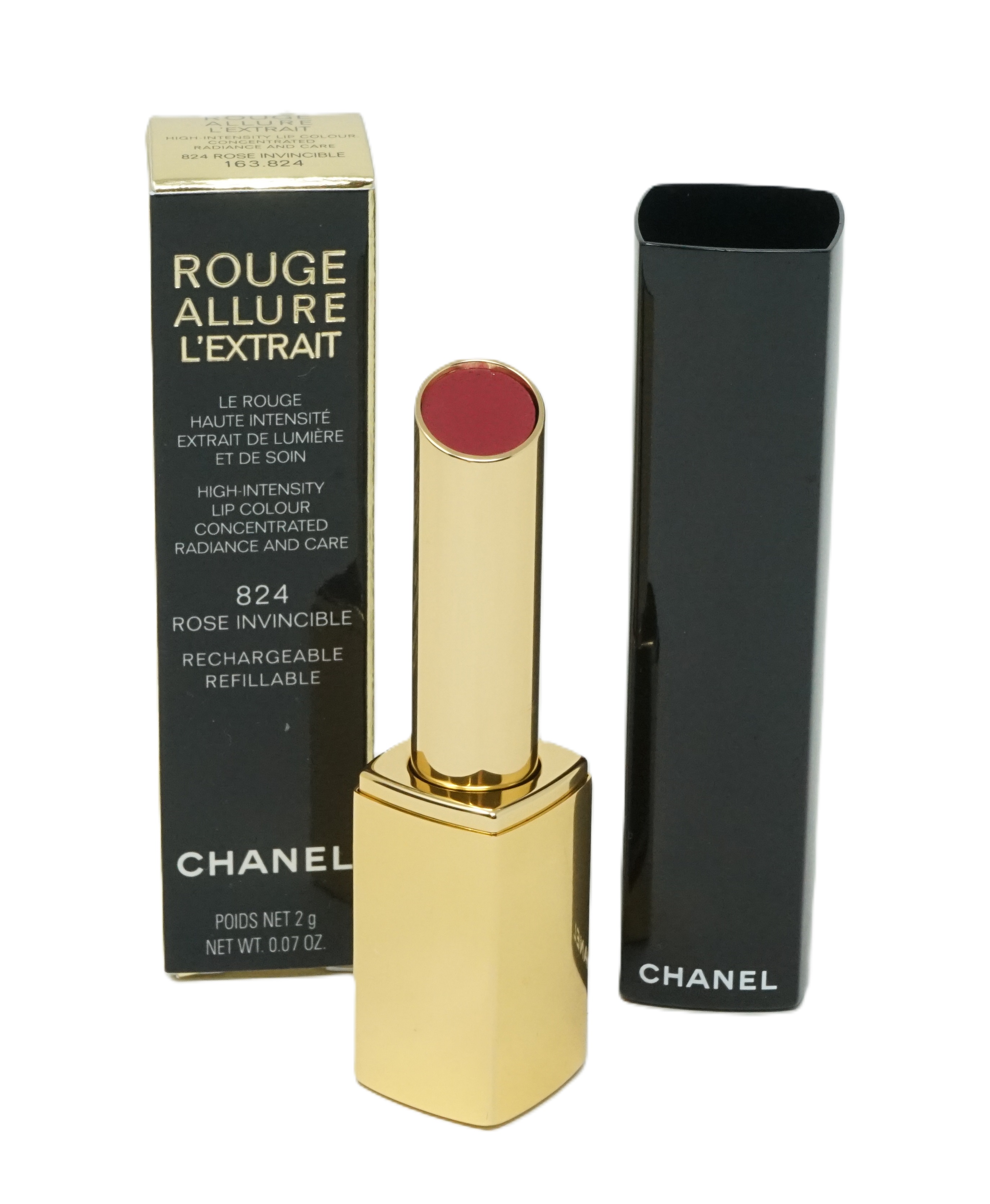 Chanel Rouge Allure L'Extrait  high-intensity lip colour 824 Rose Invincible refillable 2g